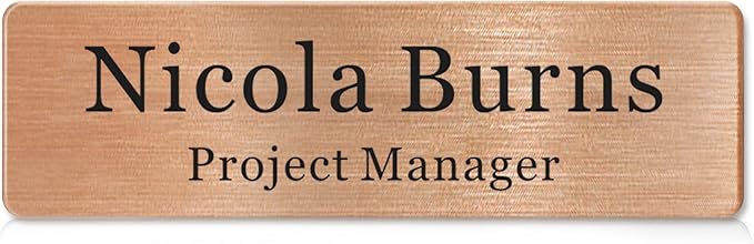 Magnetic Name Tags Personalized - Metal Engravable Name Badges with Pin or Strong Magnetic Backing for Teachers, Kids, Business, 1x3 Inch (Rose Gold, Design 1)