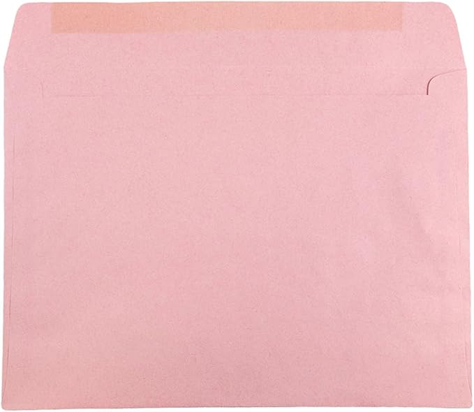 JAM PAPER 9 x 12 Booklet Premium Envelopes - Baby Pink Pastel - 50/Pack