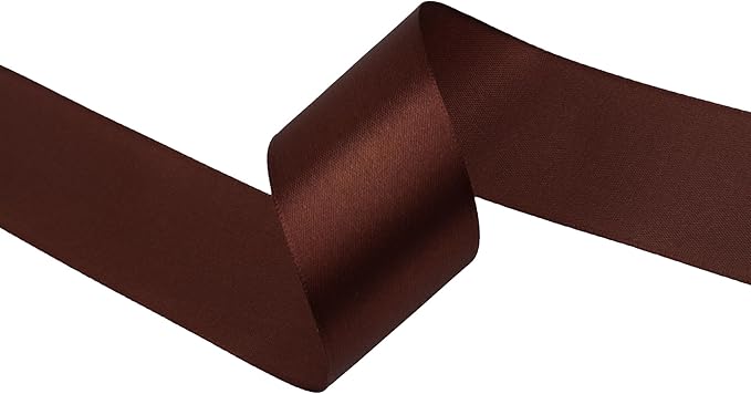 Dark Brown Satin Ribbon 1-1/2 inch X Continuous 50 Yards, Single Face Polyester Ribbon Perfect for Gift Wrapping, Flower Bouquet, Wedding Decor, Crafts, Bow Making, Sewing and More