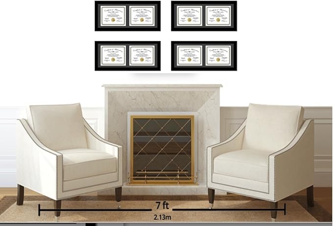 Creative Picture Frames [14x30bk-b Black Horizontal Double Diploma Frame with 2 opening Black Mat, Holds 2-10x12-inch Documents with Wall Hanger