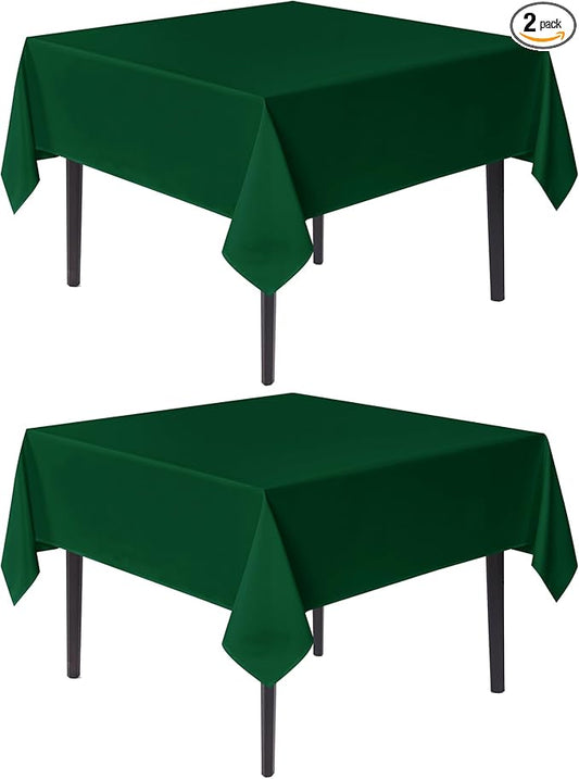 sancua Square Tablecloths 70x70 Inch Hunter Green, 2 Pack - Fabric Table Cloth for Square or Round Tables, Washable Polyester Table Cover for Christmas Dinner, Holiday Party, Display Tables