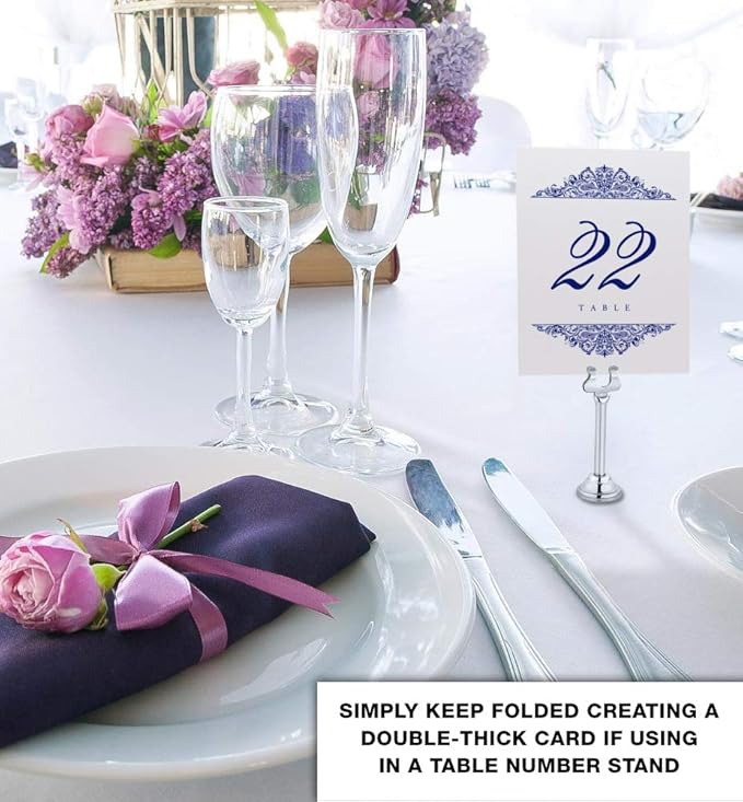 Paisley Wedding Table Numbers (Select Color/Quantity), Champagne, Navy, 1-150, Double Sided, Tent or Use in a Stand, Great for Parties & Restaurants - Made in the USA