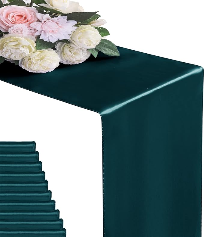 6Pack Table Runner 12 x 108 Inches Satin Silk Table Runner for Wedding, Birthday Party, Banquets, Graduations Decoration, fit Rectange and Round Table-Hunte