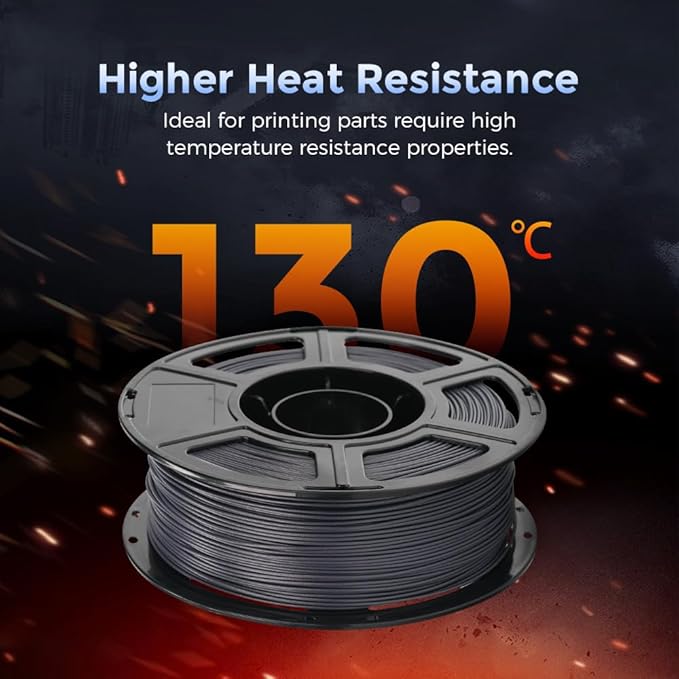 FLASHFORGE Carbon Fiber PETG Filament 1.75mm, Carbon Fiber PETG 3D Printer Filament, 1KG Spool Dimensional Accuracy +/- 0.02mm, Lightweight & Heat-Resistant & Moisture Free (Volcanic Rock Gray)