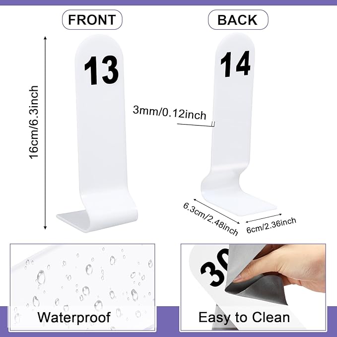 Tuanse 1-30 Table Order Numbers Restaurant Double Sided Acrylic Reception Number Stands Signs for Wedding Restaurant Seating Cafes Party Banquet(White)