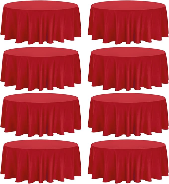 8 Pack Round Tablecloth 70 Inch Red Round Table Covers Bulk Washable Polyester Fabric Table Clothes for Wedding Party Reception Banquet Buffet Restaurant (Red, 70 Inch)