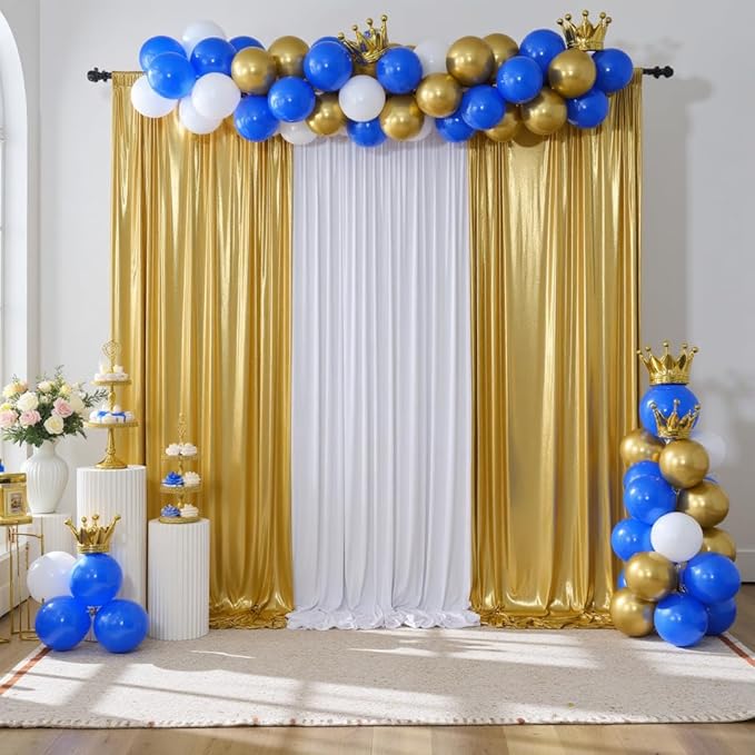 Outpain 10x12ft Gold Sequin Backdrop Curtains -Heavy Duty Gold Photography Backdrops with Non-Shedding Glitter, Wrinkle-Free Stage Drapes for Wedding/Christmas/Studio Shoots (5x12ft 2 Panels)
