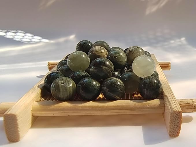 Stone Beads 6mm 140pcs Green Grass Jade Beads Round Loose Gemstones Beads for Bracelet Necklace Jewelry Making (6mm, 60613 Green Grass Jade)
