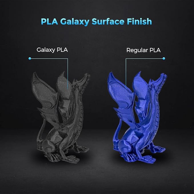 FLASHFORGE 3D Printer Filament, PLA Galaxy Filament 1.75mm, 1KG Spool (2.2lbs), Dimensional Accuracy +/- 0.02mm for FDM 3D Printers, Better Tenacity & No Knotting (Black)