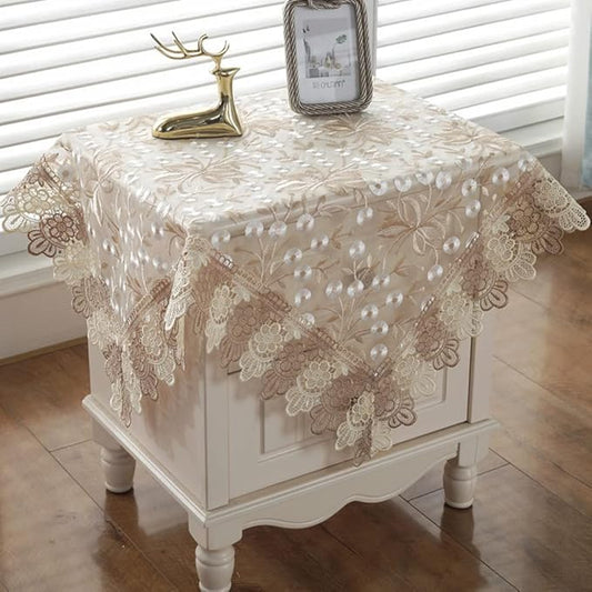 vctops Damask Lace Patchwork Tablecloth Luxury Square Small Table Cover Elegant Floral Embroidered Lace Table Cloth for Party Kitchen Dinning Picnic Decoration (Type H,22"x22")
