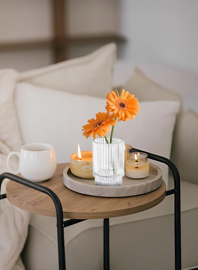 Serene Spaces Living 3.75in Clear Ribbed Glass Votive Holder, Decorative Centerpiece for Wedding, Christmas, Thanksgiving, Dining Table, Home Décor, 2.25" Diameter & 3.75" Tall, Pack of 32