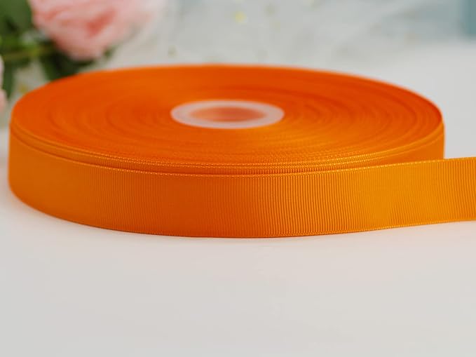Jesep One Roll 100 Yards Soild Grosgrain Ribbon Boutique Gift Wrapping Package Ribbon, DIY Crafts Bow Hair Headband Accessories Assorted Ribbon #752 (1" 25mm, Orange)