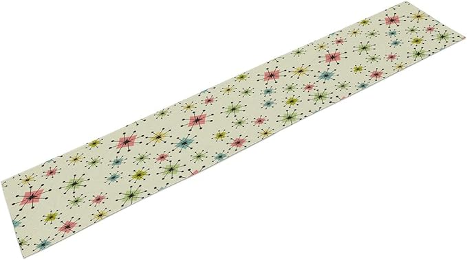 Mid Century Table Runner, Flag Retro Atomic Starburst 1950s Abstract Geometric Space Tabletop Decoration for Home Kitchen Restaurant Table Flag 13x120 Inch