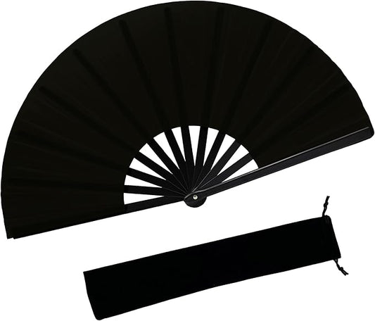 13inch Large Rave Fan Popping Clacking Fans for Line Dancing,Hand Fans for Women Foldable,Boots on The Ground Fan,Portable for Outdoor,Wedding,Party,Decoration (1pcs Black)