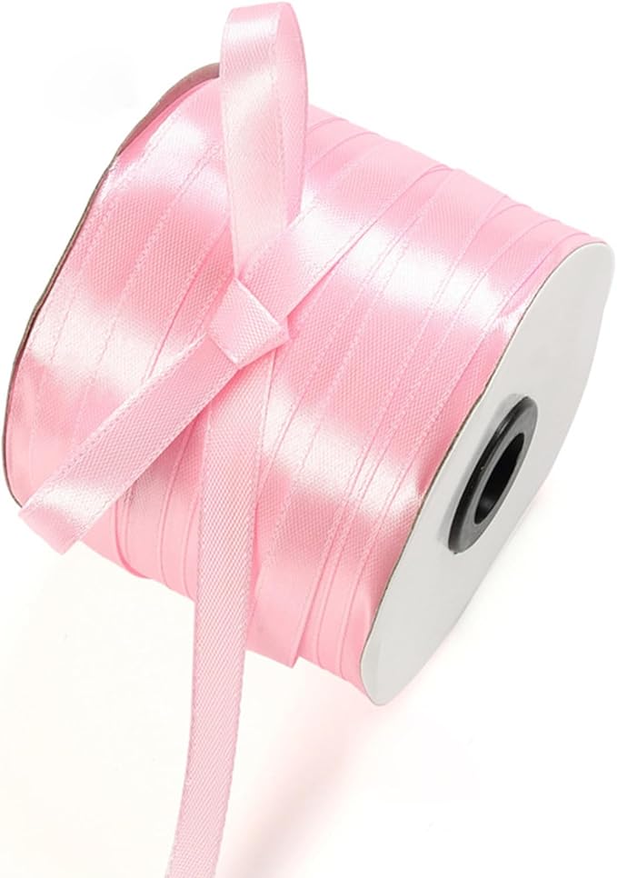 3/8 Inch Pink Satin Ribbon 230 Yards Bulk Fabric Ribbons for Gift Wrapping, Scrapbooking, Crafts and DIY Projects, Wedding, Event Decor