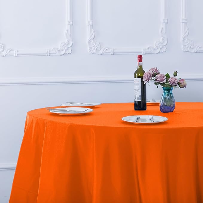 Ascoza 2pack 70 Inch Orange Round Tablecloth in Washable Polyester Fabric for Wedding/Banquet/Restaurant/Parties