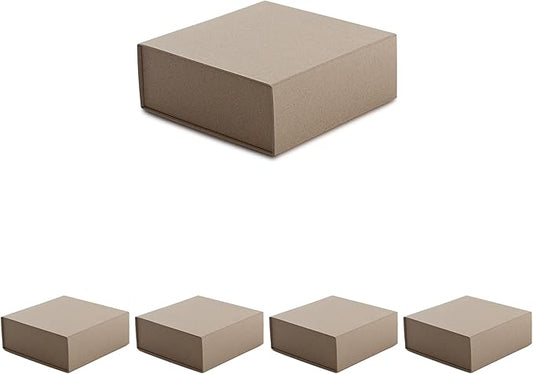 CECOBOX - Gift Boxes with Lids for Presents 6"x6"x2.75" - Matte, Collapsible Magnetic Closure Gift Box - Groomsmen & Bridesmaid Proposal Boxes, Wedding, PR, Birthdays, Holidays (Kraft)