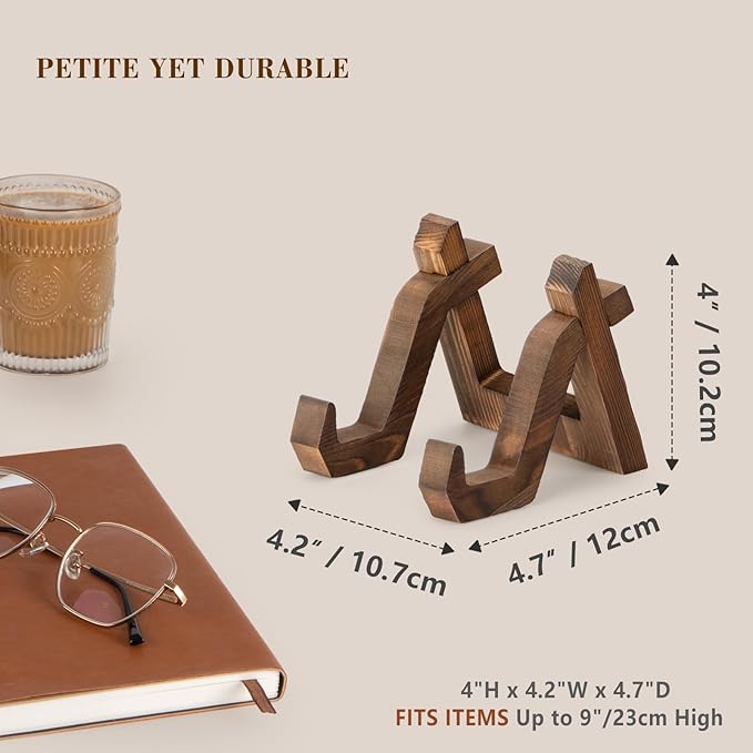 Plate Display Stand, 3 Pack 4 Inch Plate Holder for Displaying, Decorative Picture Frame Dish Photo Plaque Platter Wood Stand