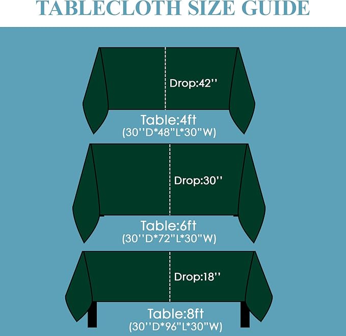 VidaFete Tablecloth 10 Pack 90 * 132inch Rectangle Table Cloth Polyester, Stain Wrinkle Resistant Polyester Dining Table Cover for Kitchen Dinning Party Wedding Rectangular Buffet Decoration(Green)