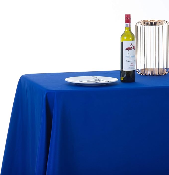 Ascoza 2pack 90x156 Inch Royal Blue Rectangular Tablecloth 8 Feet Table Cloth in Polyester Fabric for Wedding/Banquet/Restaurant/Parties