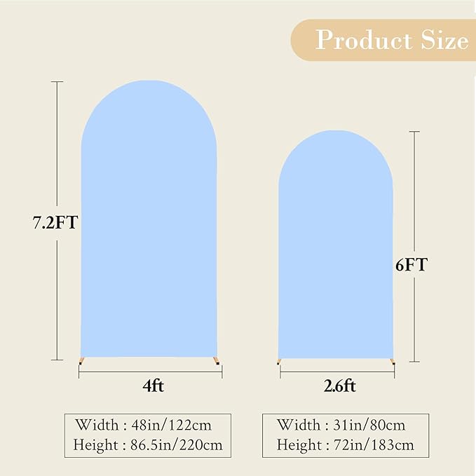 7.2FT 6FT Arch Backdrop Cover for Wedding, Set of 2 Stretchy Spandex Fitted Arch Stand Cover for Baby Shower, Birthday Party Decor, Chiara Backdrop Cover with Double-Sided Design(Pink, Blue)