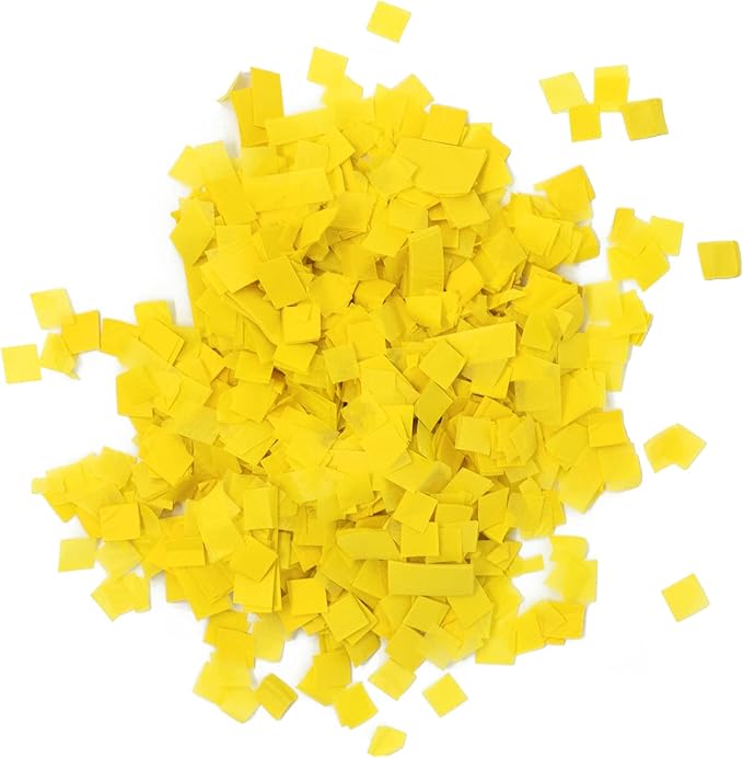 Biodegradable Tissue Confetti Squares, Yellow Color – Ultimate Confetti Fluttering Tissue Paper Squares for Confeti Cannon and Launcher Use, Table Decorations, and More (20 Handfuls per Bag, 1 lb)