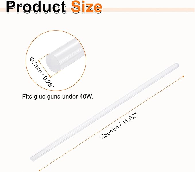 HARFINGTON 10pcs Hot Glue Sticks 0.28" Dia x 11.02" Long EVA Mini Hot Melt Adhesive Glue Stick for Hot Melt Gun Wood Plastic Glass Flowers Fabrics Foam, Clear