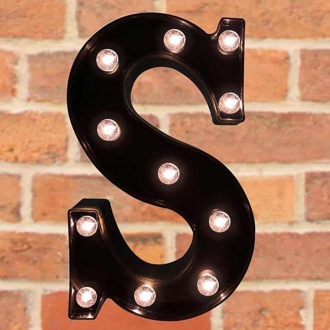 LED Illuminated Letter Marquee Signs - Alphabet Letters Lights for Wedding Birthday Party Christmas Night Light Lamp Home Bar Decoration (S - Black)