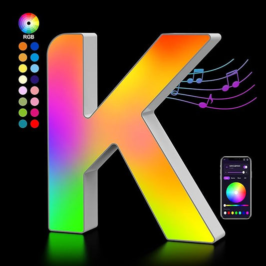 OJQ Light Up Letters LED Letter - Marquee Letters Room Decor Alphabet Letter Music Sync Color Change Colorful - Christmas Birthday Gifts for Girl - Teen Girls Gifts Party Home Wall Decor