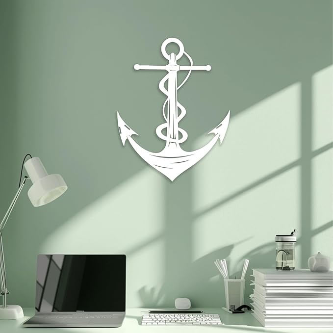 XXQ Anchor Metal Wall Decor, Anchor Metal Wall Art for Bedroom Living Room Dorm Antique Anchor Wall Decor Antique Metal Anchor Farmhouse Decor (Whhite, 32" x 48" / 81 x 121cm)