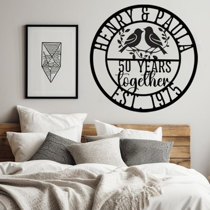 NAZENTI Personalized Metal Sign 50th Wedding Gift For Couple, Wedding Gift, Family Name Sign, Outdoor Name, Anniversary, Home Decor, Front Door