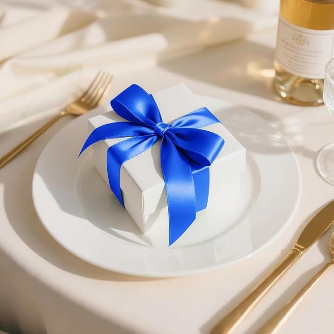 Double Faced Royal Blue Satin Ribbon, 1" x 25 Yards Ribbons, Perfect for Crafts, Wedding Decor, Bow Making, Sewing, Gift Package Wrapping and More