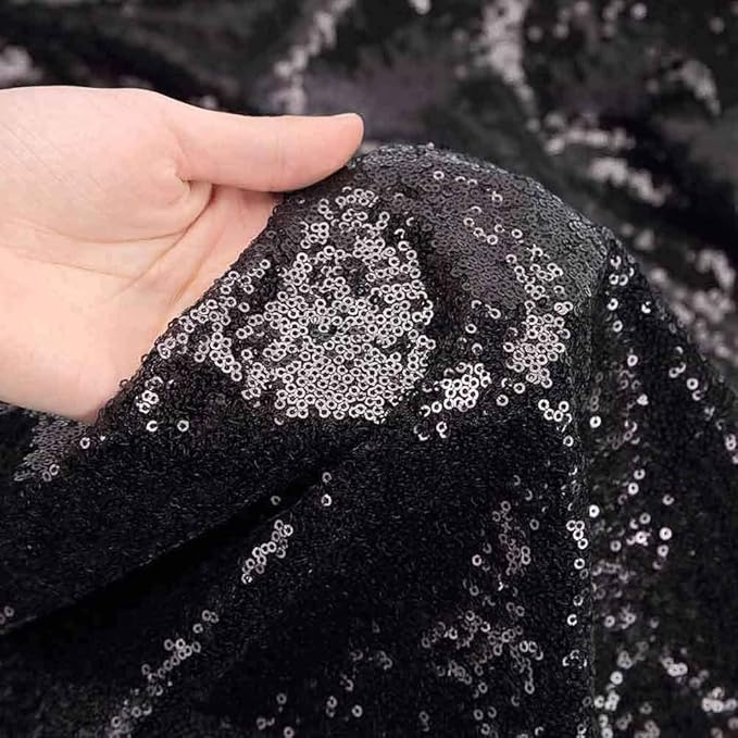 Eternal Beauty Black and Hot Pink Backdrop 4 PCS-2x8 Ft Sequin Curtain Panels for Christmas Party, Birthday