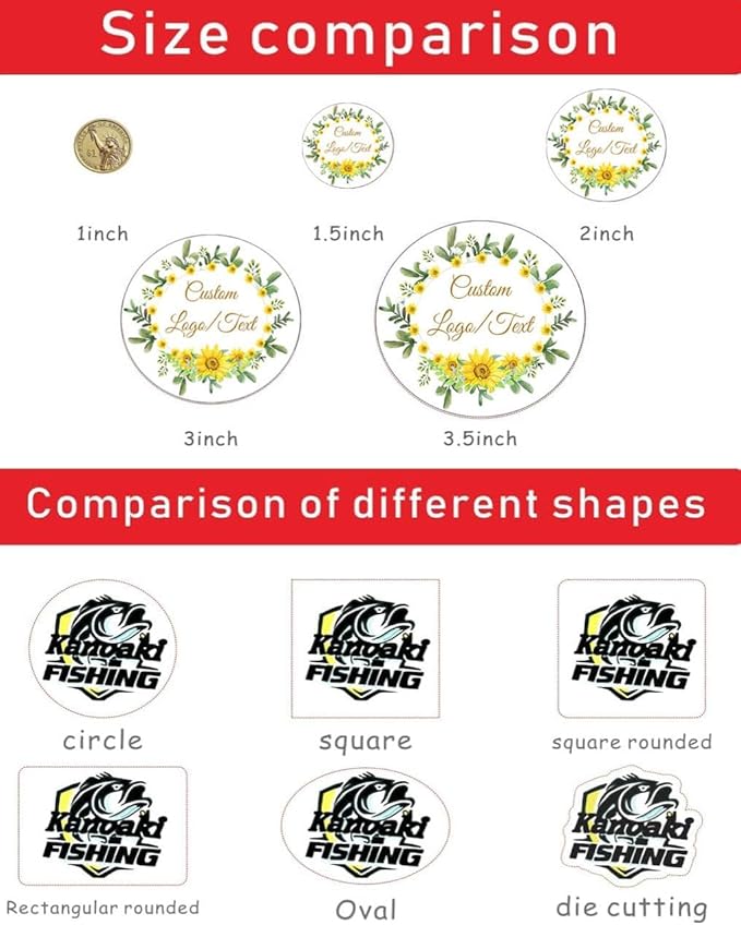 Custom Stickers for Weddings, Birthdays & Businesses - Personalized Labels with Your Logo - Waterproof, Fade and Heat Resistant - Pack of 100-1000 (Custom Text, 5 Inch)