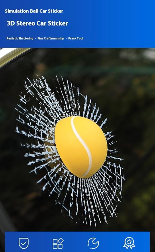 Car 3D elf Ball car Sticker, car Window Funny Creative Decorative Sticker(18cmx18cmx3cm) (White Football)