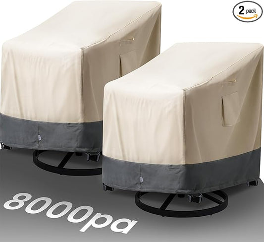 Extra Heavy Duty Patio Chair Covers Waterproof, 2 Pack Patio Furniture Covers for Outdoor Swivel/ Rocking Chair/ Adirondack Chairs, Outdoor Seat Cover with Air Vents, 35"W x 37"D x 38.5"H