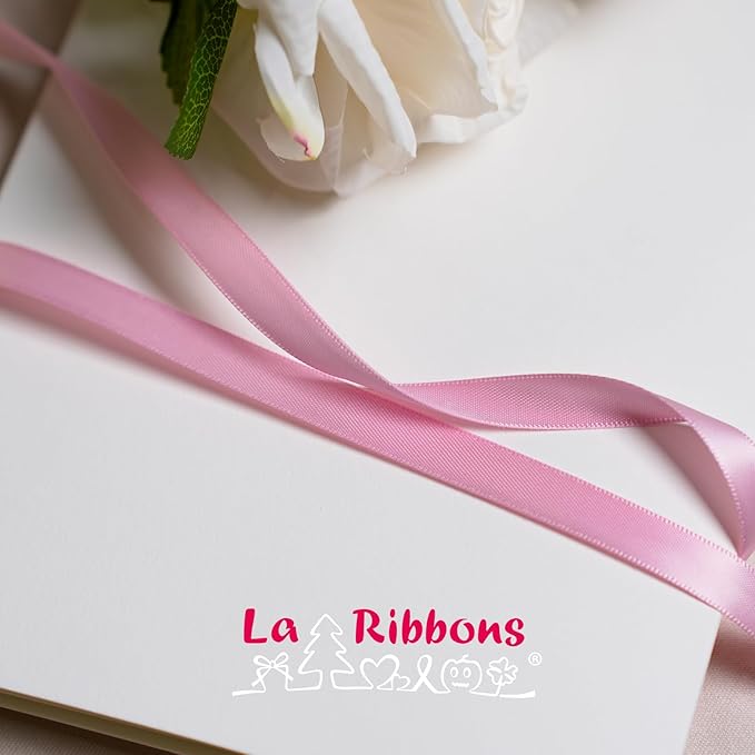 LaRibbons 3/8 Inch 50 Yard Double Faced Satin Ribbon,Rose Pink Small Satin Craft Fabric Ribbon for Gift Wrapping Floral Bouquets Wedding Party Decoration