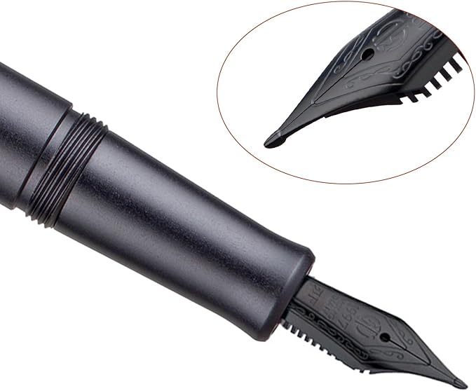 Hongdian M2 Black Forest Mini Fountain Pen, Long Blade Nib & Sleek Shape Aluminium Short Pocket Travel Pen (Space Gray)