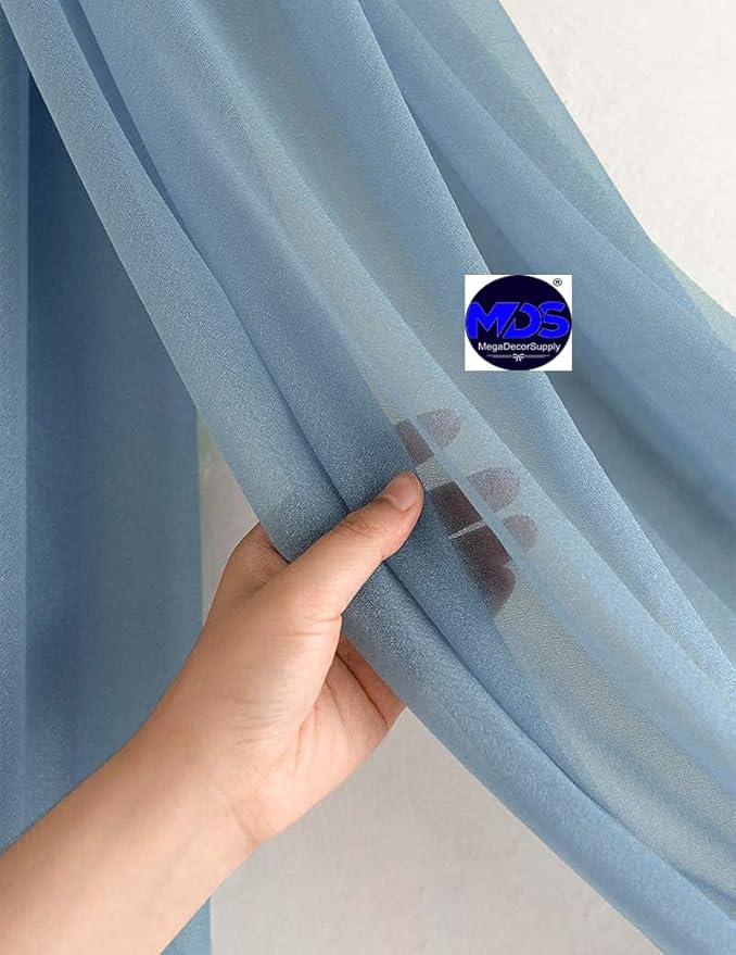 MDS Halloween Chiffon Draping Fabric - 1 Panel, 30" Wide x 75ft Long - Sheer Spooky Arbor & Canopy Drapery for Haunted House Backdrops, Party Ceilings, DIY Costumes & Themed Events - Dusty Blue