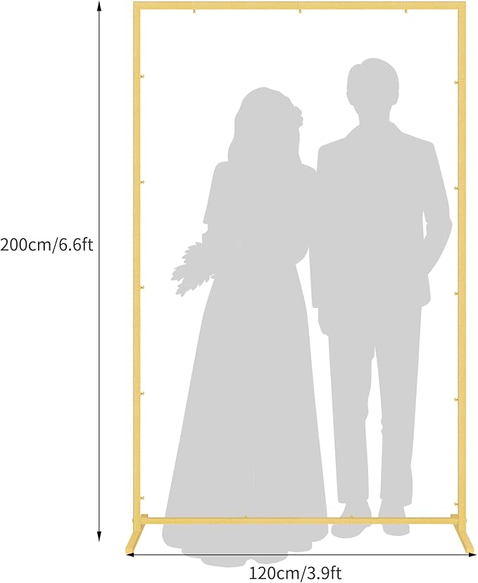 Wedding fashion arch background metal frame, (3.9, 5.2, 6.6 feet) suitable for background decoration frames such as weddings, birthdays, parties, baby showers, and photography (gold, 3.9*6.6)