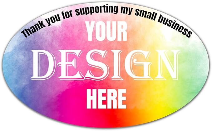 Custom 100-500 Stickers with Logo & Text - Oval, 2x1 Inch Labels for Business & Thank You Notes