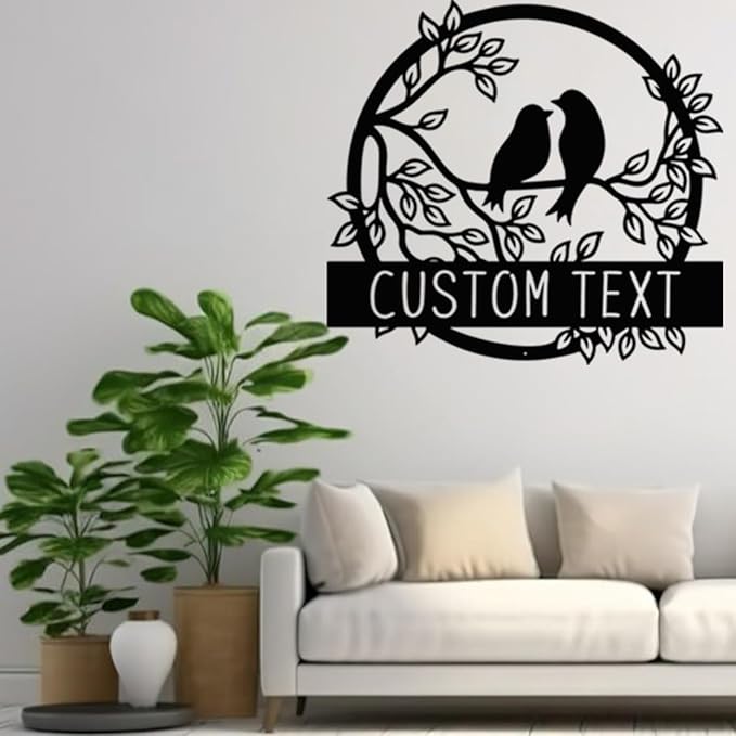 NAZENTI Personalized Metal Sign Love Bird Gift For Couple, Wedding Gift, Family Name Sign, Outdoor Name, Anniversary, Home Decor, Front Door