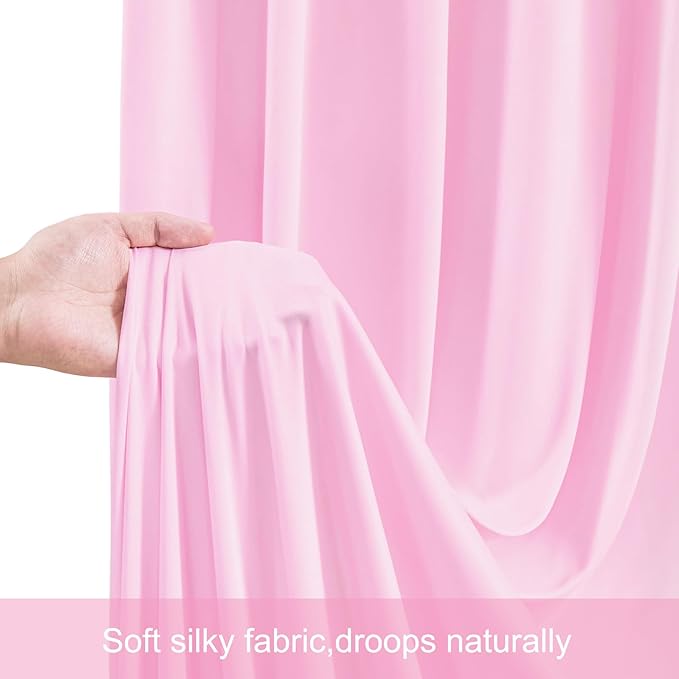 50ft x 12ft Light Pink Backdrop Curtains Wrinkle Free Backdrop Curtain for Wedding Parties Pink Fabric Backdrops Drapes Back Drop Cloth Bridal Shower Stage Curtains Wedding Decorations for Reception
