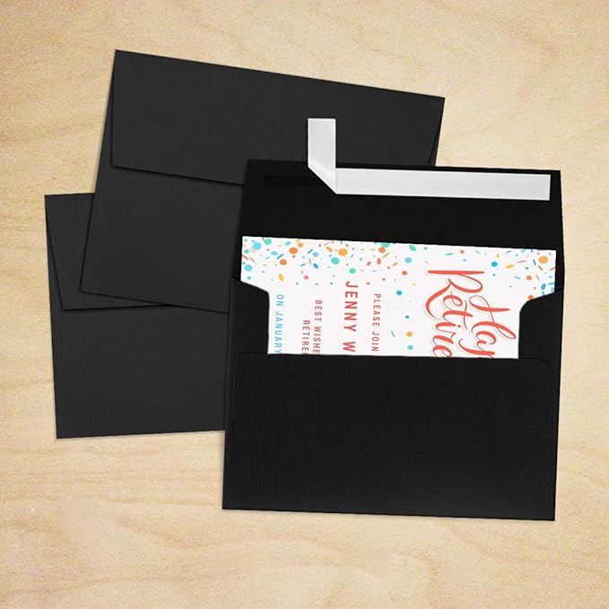LUXPaper A7 Invitation Envelopes | Peel & Press | 5 1/4" x 7 1/4" | Black Linen | 80lb. Text | 250 Qty