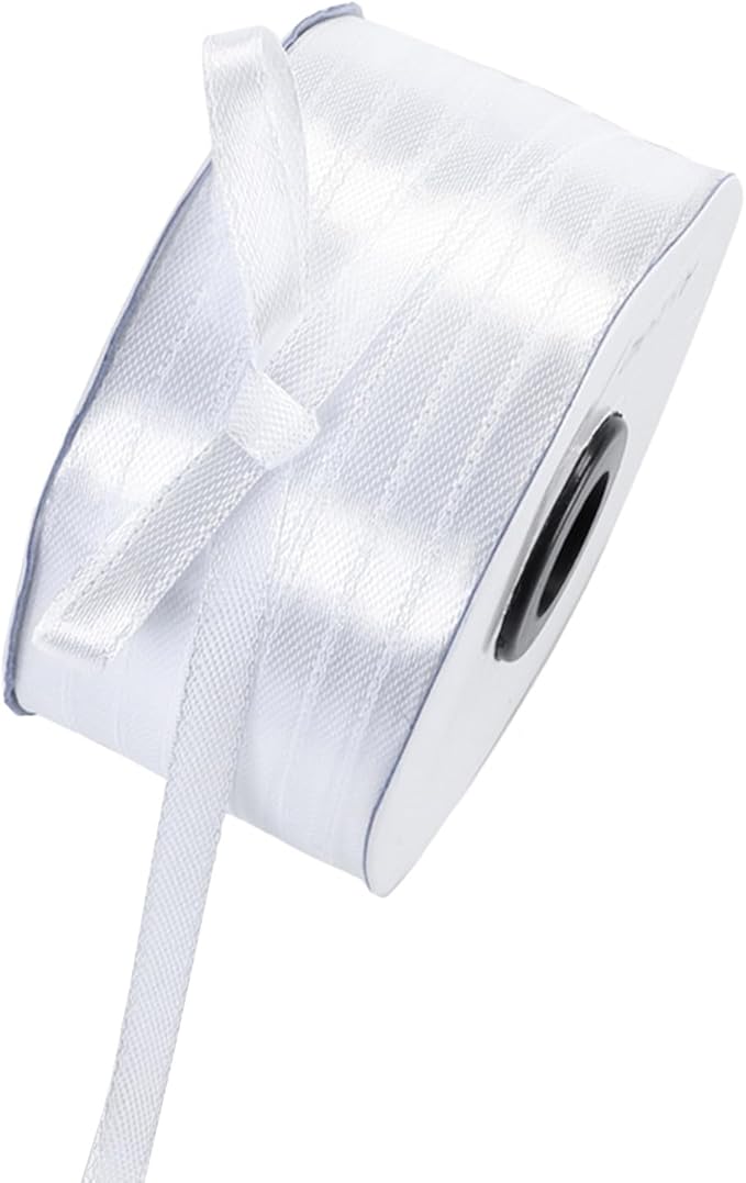 1/4" x 230 Yards White Satin Ribbon Single Faced Bulk Fabric Ribbons for Gift Wrapping, Crafting and DIY Projects, Hair Accessories, Tiny Bows
