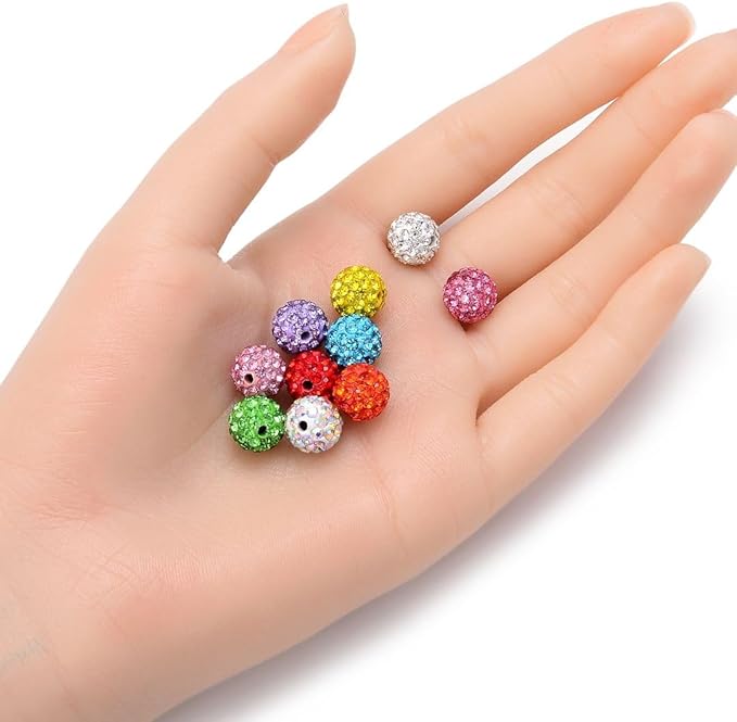 50pcs Adabele Grade A Suncatcher Crystal Rhinestone Pave Loose Beads 10mm Light Siam Red Polymer Clay Disco Ball Spacers Compatible with Shamballa All Craft Jewelry Making DB10-6