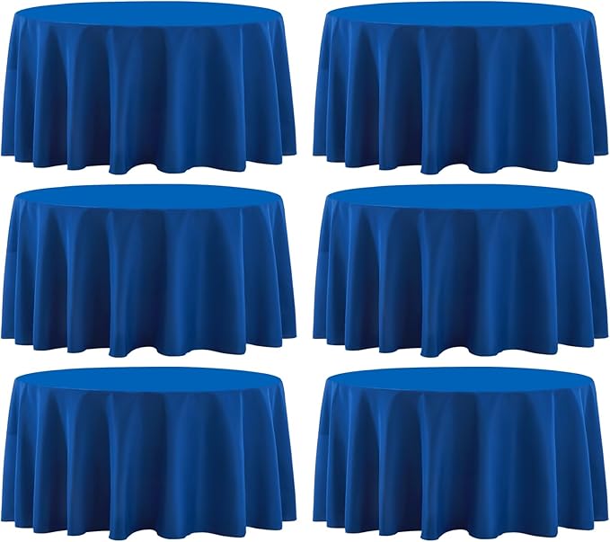 Round Tablecloth 120 Inch 6 Pack Royal Blue Tablecloths Washable Decorative Linen Polyester Table Clothes Cover for Dining Table Banquets Buffet Parties and Wedding