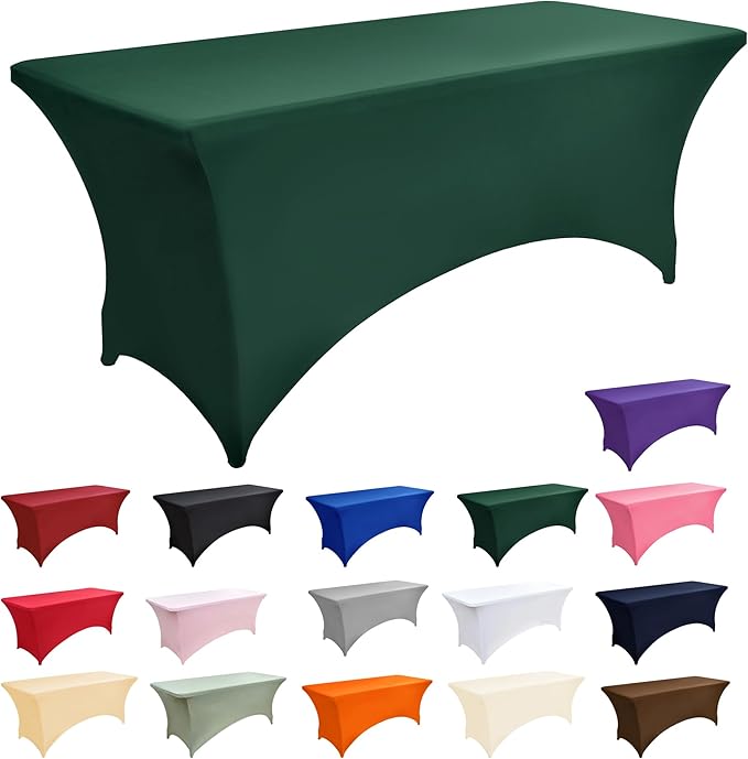 10-Pack 6ft Spandex Table Covers for Rectangle Standard Folding Tables - Wrinkle Resistant Stretch Tablecloths - Ultimate Fitted Table Protector for Parties, Banquet, Wedding