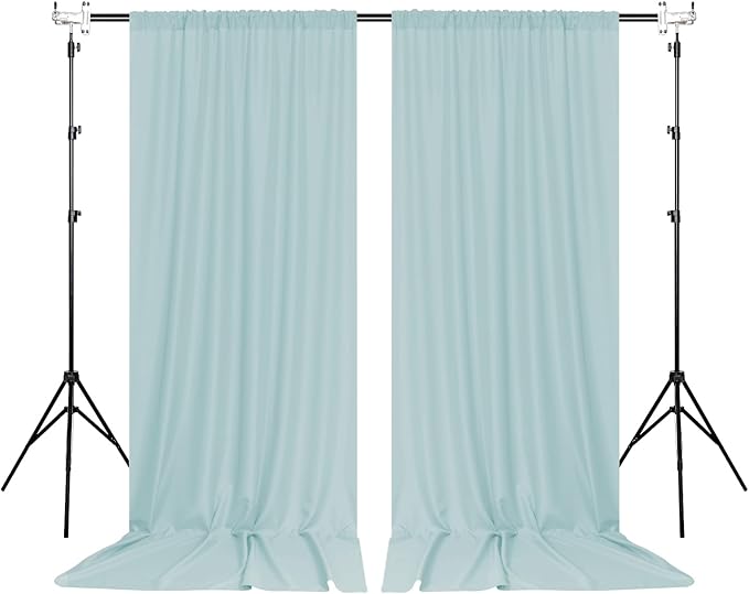 MEETSKY Light Green Backdrop Curtains 10ft x 10ft for Wedding Birthday Baby Shower Photography Party Backdrop Fabric Curtains Drapes Rod Pocket Light Filtering Window Drapes, 5ft x 10ft, 2 Panels