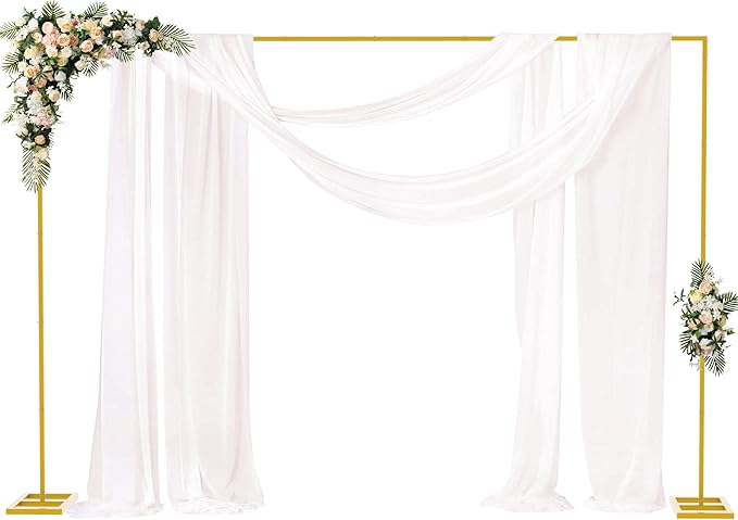 Fomcet 6.6FT x 10FT Backdrop Stand Heavy Duty with Base Gold Pipe and Drape Square Backdrop Stand Adjustable Portable Metal Arch Frame for Wedding Baby Shower Birthday Parties Banquet Decorations